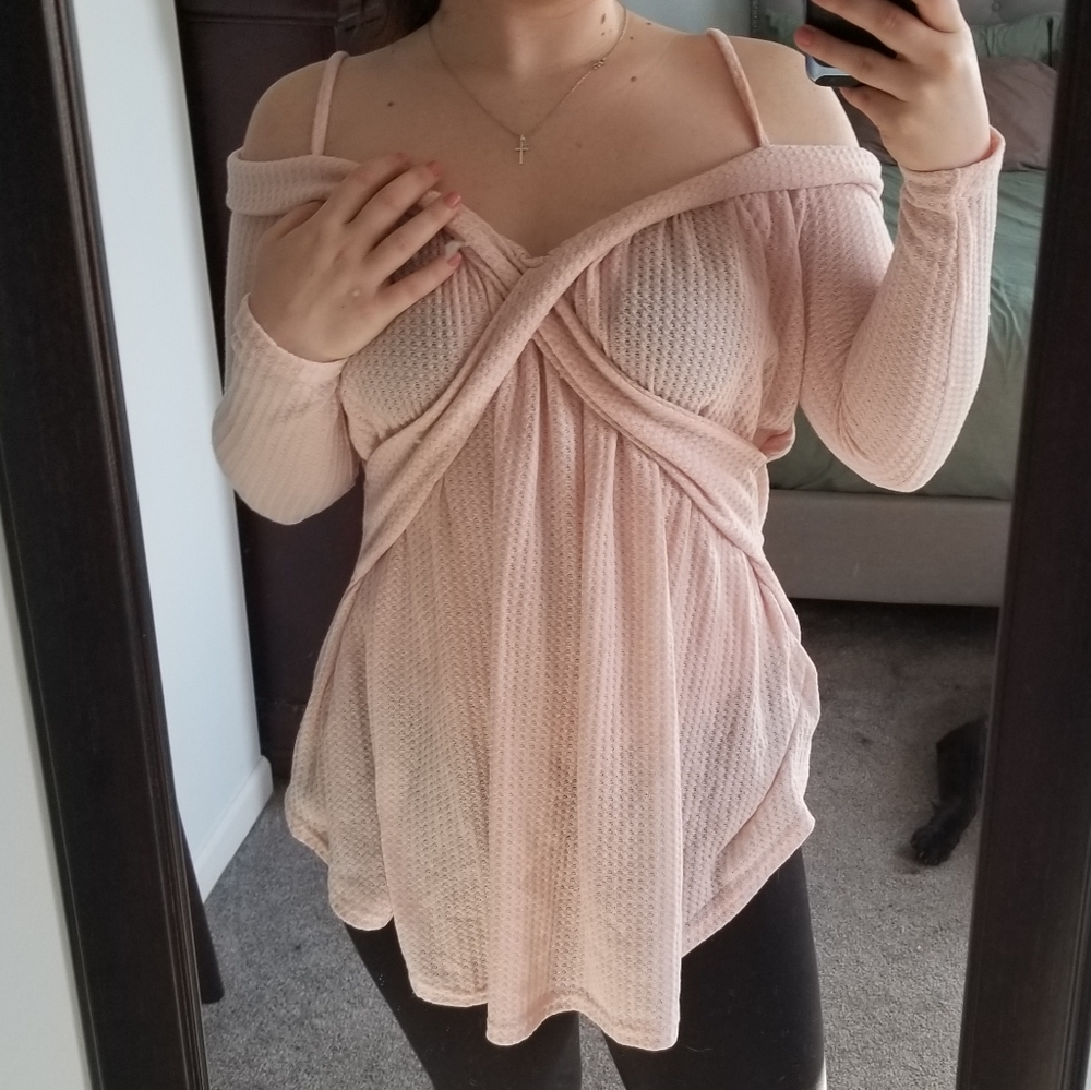 Light Pink Off The Shoulder Top